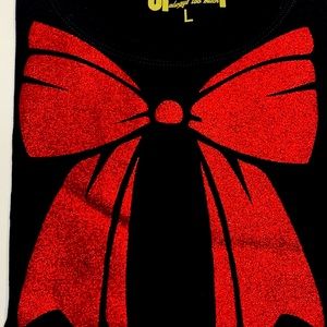 BELLA+CANVAS Women's Black Scoop Neck Tee with Glitter Bow